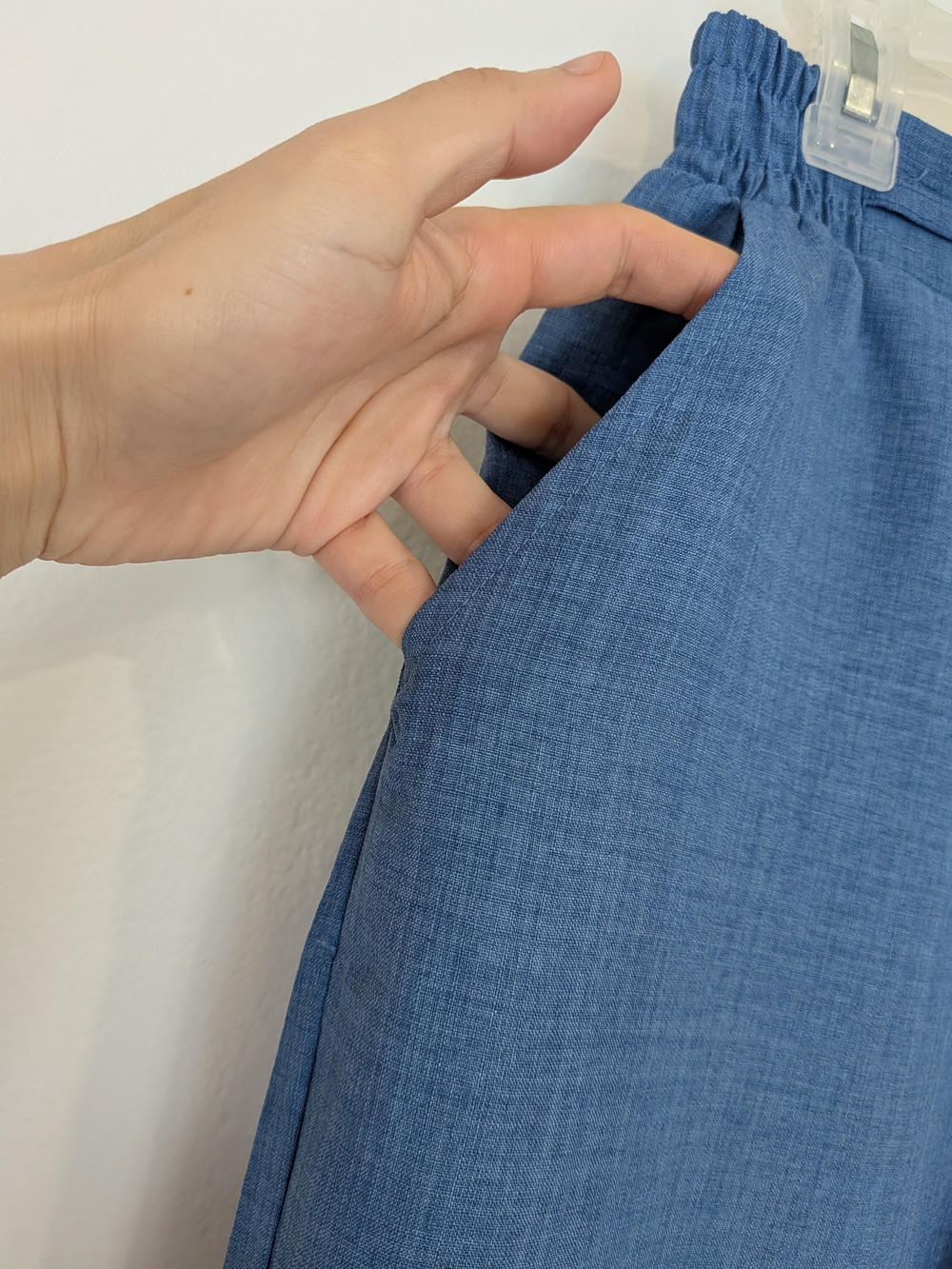 Women’s Blue Wide Leg Palazzo Pants L Fits M Lightweight Gold Rhinestone NWT - Picture 10 of 14